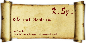 Kárpi Szabina névjegykártya